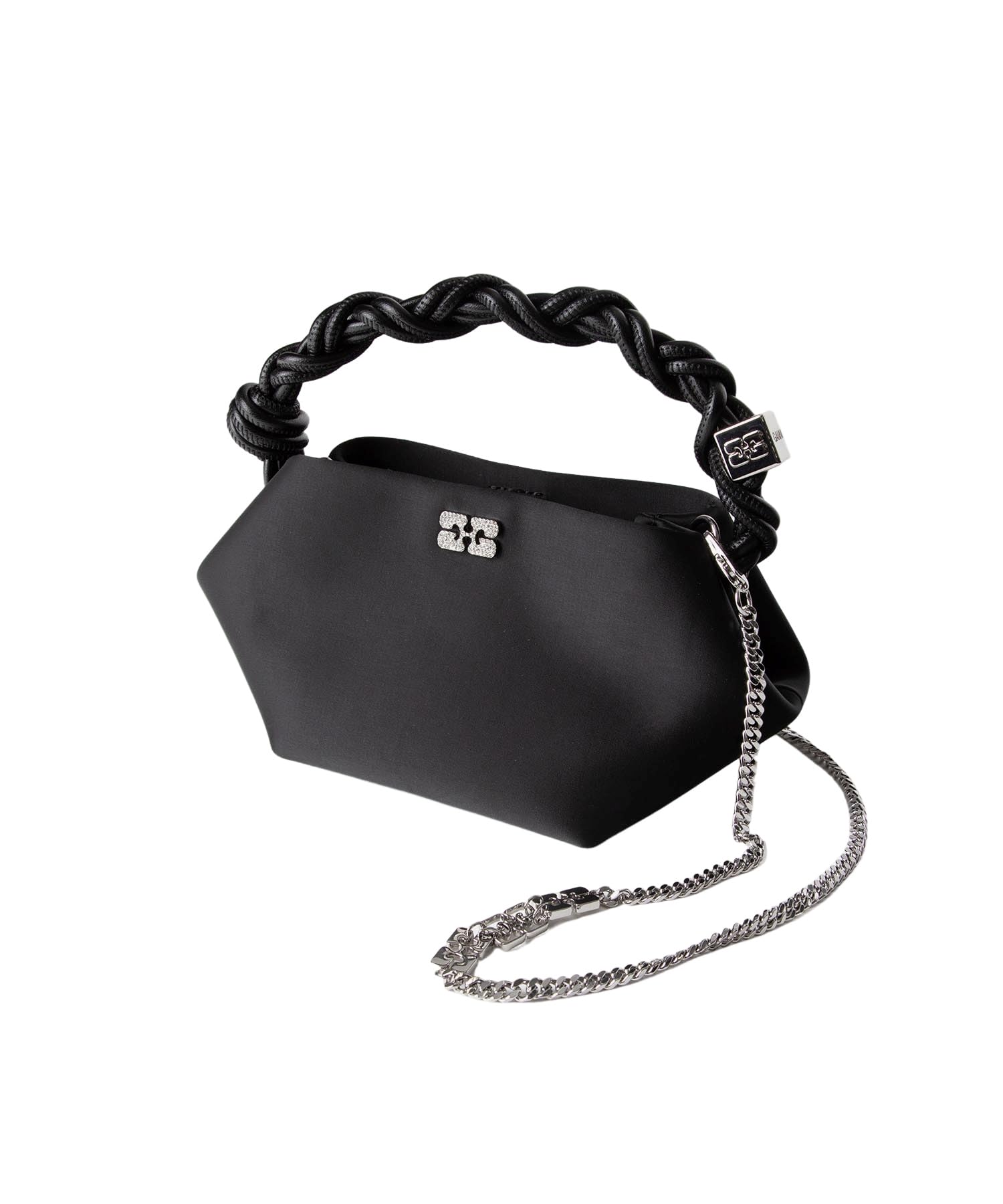 

Ganni Bou Mini Soir Satin Handbag, A6340, Women s, Black/Black [Used] чорний