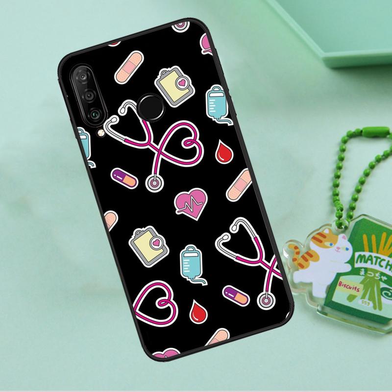 Stethoscope Heart Nursing Nurse For Huawei Nova 12i 12s 7i 8i 11i 9 10 SE Y90 Y60 Y70 Y72 Y61 Y91 P30 P40 Lite P60 Pro Case