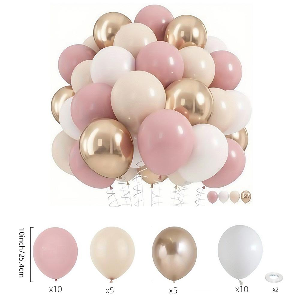 32/62pcs Macaron Pink Retro Sand White Balloons Champagne Golden Balloond Set Suitable For Wedding, Birthday Party Decoration