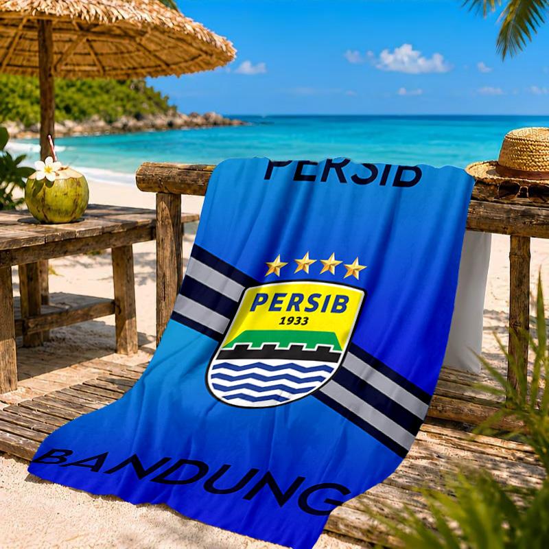 Persib Bandung Football Crest Beach Towel, Quick-drying, Easy To Care For, Suitable for Both Fitness and Beach Vacations,Sports Essential