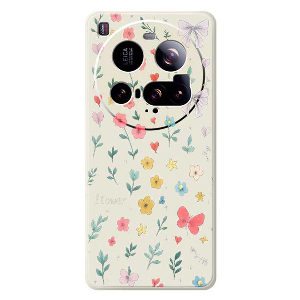 For Xiaomi 15 Ultra Case Floral Bow Pattern Printing Straight Edge TPU Phone Back Cover