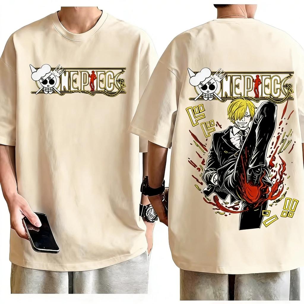 One Piece Sanji "Black Leg" Diable Jambe Graphic T-Shirt, Unisex Oversized Streetwear Casual Cotton T-shirt