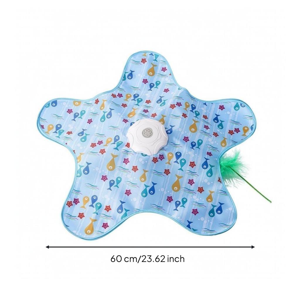 StarShaped Play Activity Mat Toy Interactive Rotating Feather Chaser Cat Automatic for Cats,