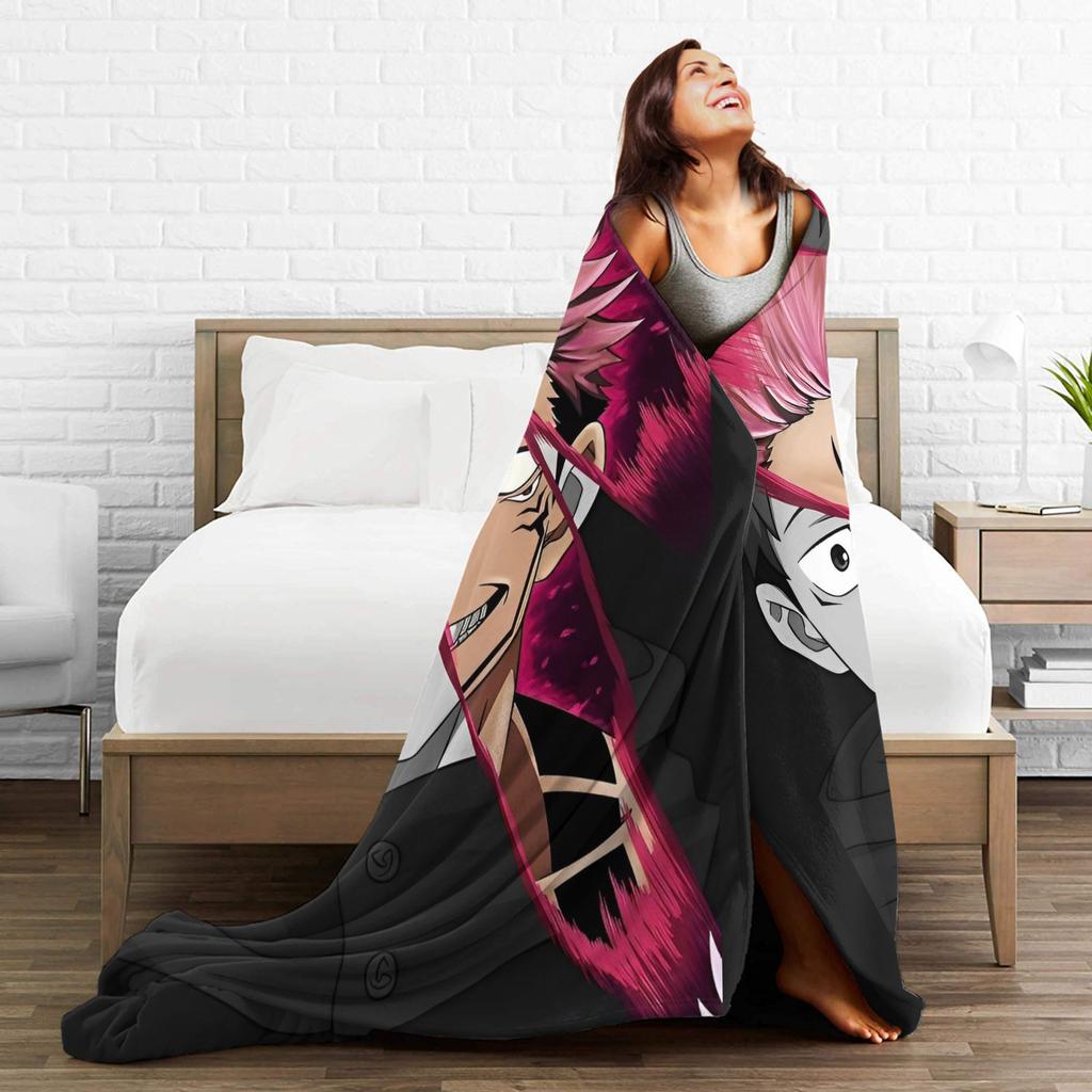 Yuji x Sukuna Blanket Jujutsu Kaisen Flannel Awesome Warm Throw Blankets for Coverlet Decoration,