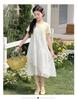 Koreanischer Stil Spitzen Sommer Zweiteiler Kleid mit unregelmäßigem Patchwork - Schichtendesign Midi