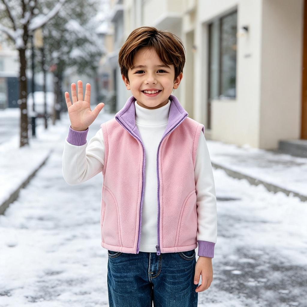 Gilet Bicolore Casual con Zip per Bambini e Bambine per la Scuola e il Gioco all'Aperto