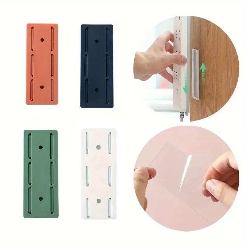 1-11pc Self-Adhesive Socket Fixer Hanging Power Strip Holder Wall Holder Cable Fixator Removable Office Household Organizer