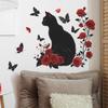 Red Rose Black Cat Butterfly Lettering Wall Sticker Self-Adhesive Removable Living Room Bedroom Hallway Home Decor Art