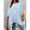New Large Size Spring/Summer Loose Batman T-shirt Top Round Neck Fashion Casual Blouse Solid Color Irregular Elegant Shirts Loose Simple Long Tops