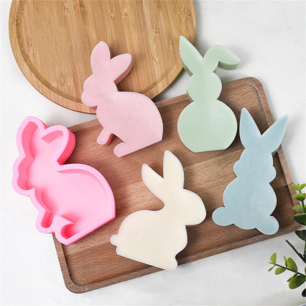 New Cute Rabbit Scented Candle Silicone Mold DIY, Gypsum Animal Ornaments for Home Decoration In Stock