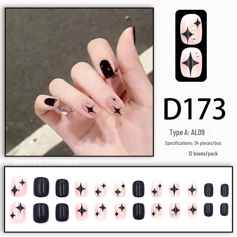 Summer Pure Desire Spicy Girl Nail Art: Wearable Tips with Stars & Rhinestones, Detachable Student Fake Nails