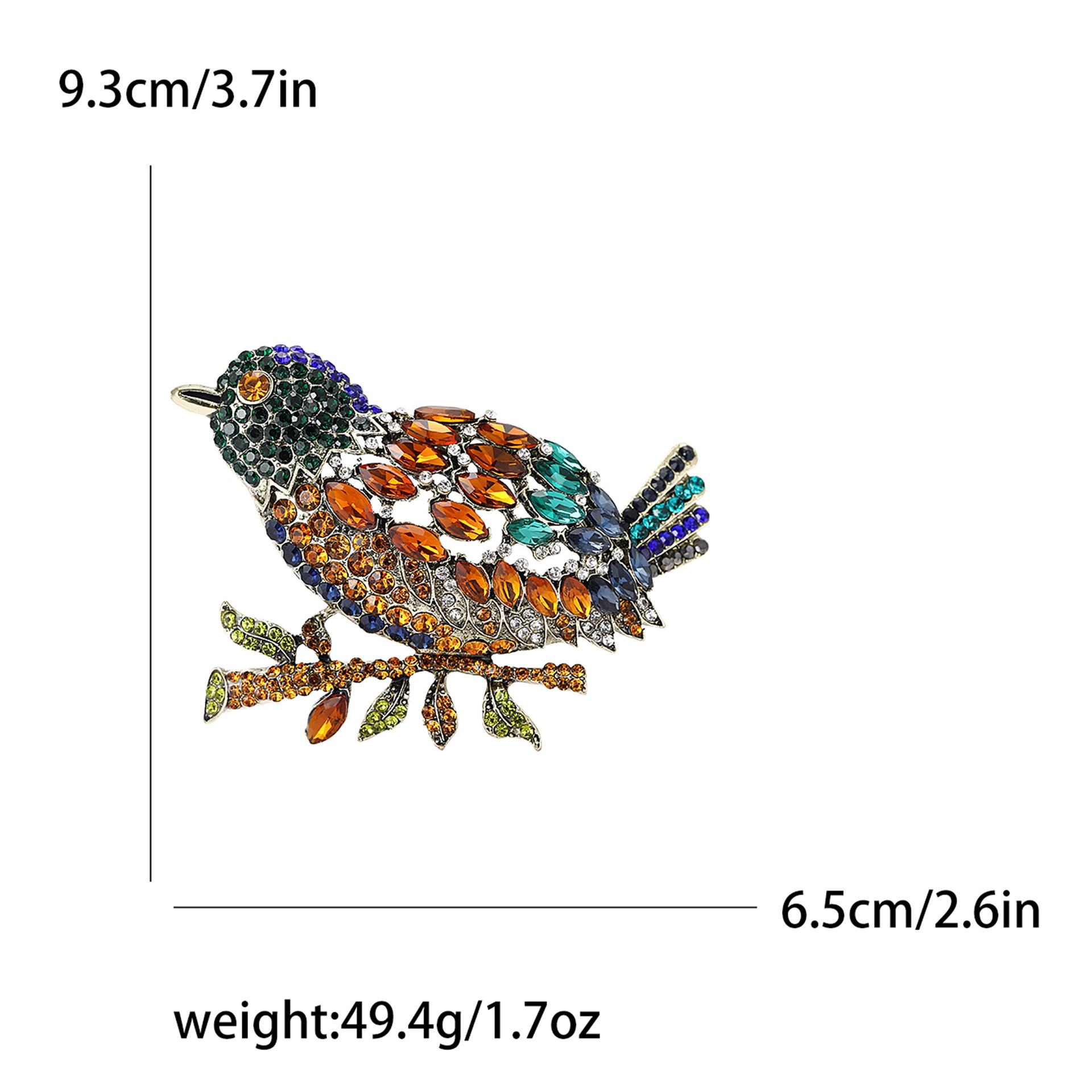 

Изящная брошь в виде воробья из тяжелого промышленного сплава со стразами для творческой индивидуальности, женского костюма, пальто, корсажа, ювелирного украшения