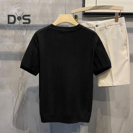 Letní spodní tričko Pletené Pruhované Krátký rukáv Pružné Jednobarevné Kulatý výstřih Denní top Pulovr Cvičební Gym tričko