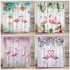 Flamingo Shower Curtain Tropical Jungle Plant Butterfly Lotus Flower Green Leaves Bathroom Curtains Fabric Home Decor With Hooks