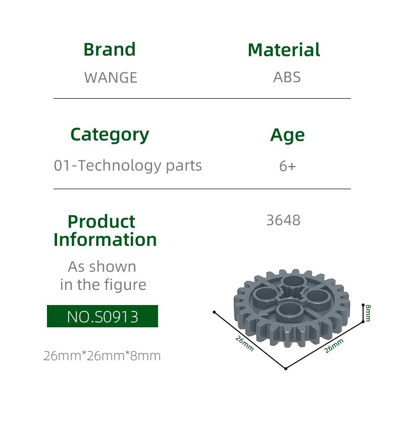 72Pcs/lot NO.3648 24 Gears Worm Gears Block Moc Colour Accessories Works With featuring Brick DO IT YOURSELF Children's Toy Assembly Parts