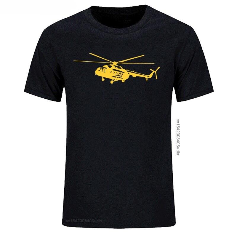 Summer Mens T Shirt Short Sleeve Cotton Print Mi8 Helicopter TShirt Casual Shirt Cool Tees Tops Streetwear Cotton Fabric