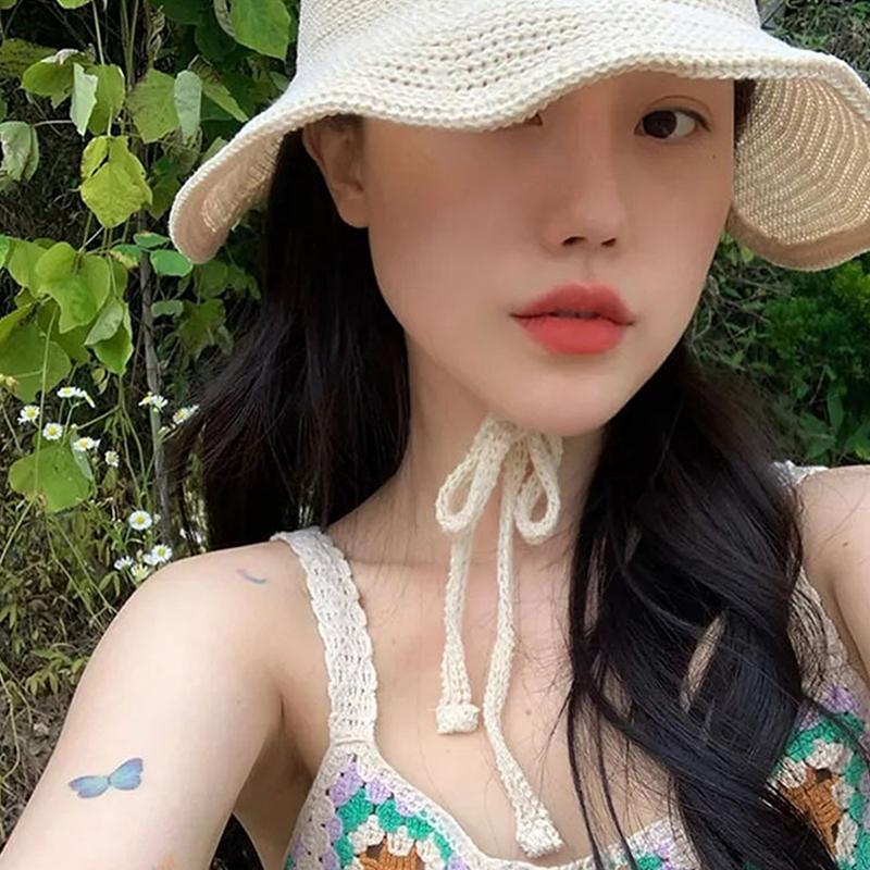 Sun Hat Wide Brim Floppy Summer Hats For Women Beach Bucket Caps Foldable Shade Hat Breathable Sunscreen Caps Gifts