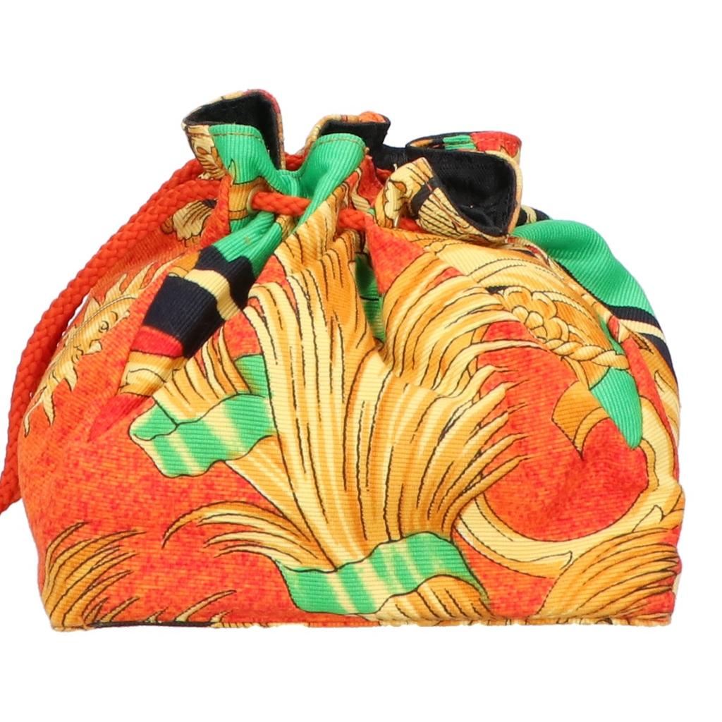 GIANNI VERSACE [Beautiful Condition] Sunburst Jewelry Drawstring Bag Pouch Orange / multicolorUsed