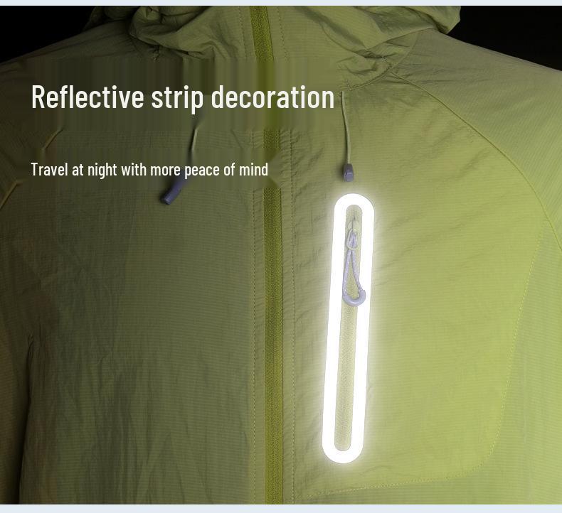 Women's Mint Green Lightweight UV Protection Jacket - Summer Outdoor Breathable, Color Block Design