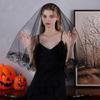Black Lace Bridal Veils Punk Theme Headpiece Easy To Wear Halloween Wedding Accessory for Cosplay Party and Ceremonies