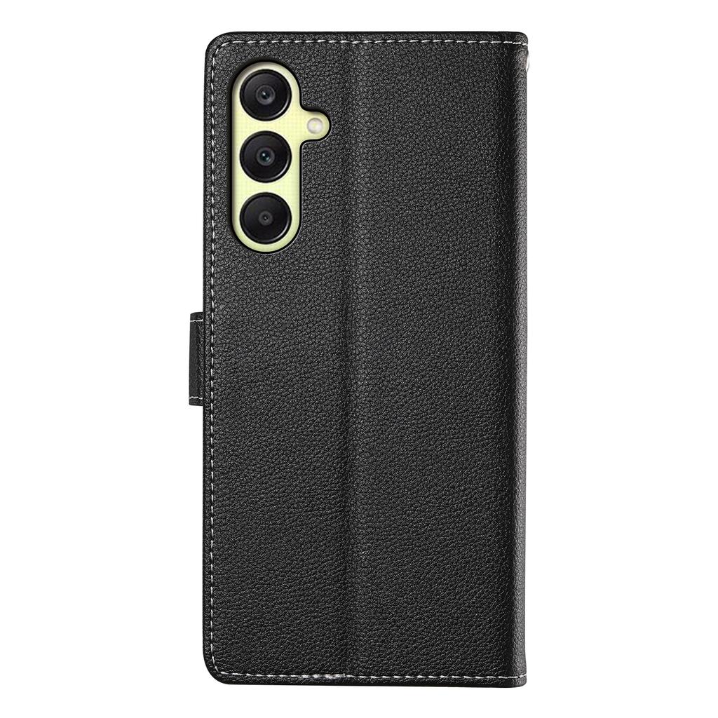 For Samsung Galaxy A17 5G Case Magnetic Snap Litchi Texture Leather Wallet Phone Cover with Wrist Strap