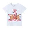 Capybara Girl Birthday Clothes Cute Toddler Kids Number T Shirt Cartoon Short Sleeve Baby Cotton T Shirt Summer Children  Tops