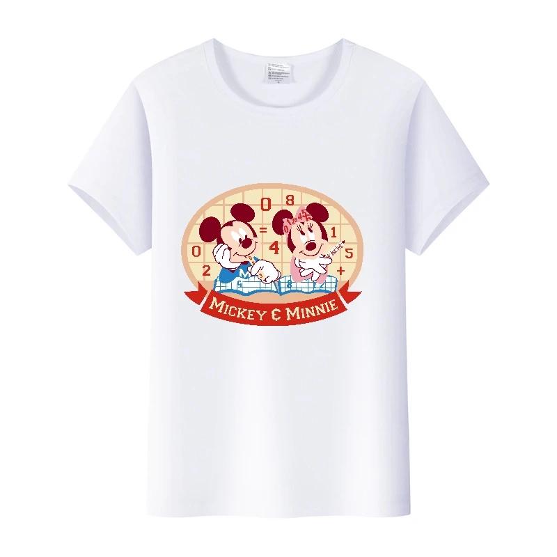 Casual Disney Cartoon Minnie Summer Blouses Men T-shirt White 2000s Tees Women Tshirt Ladies Mickey Mouse Tops Oversized Clothes