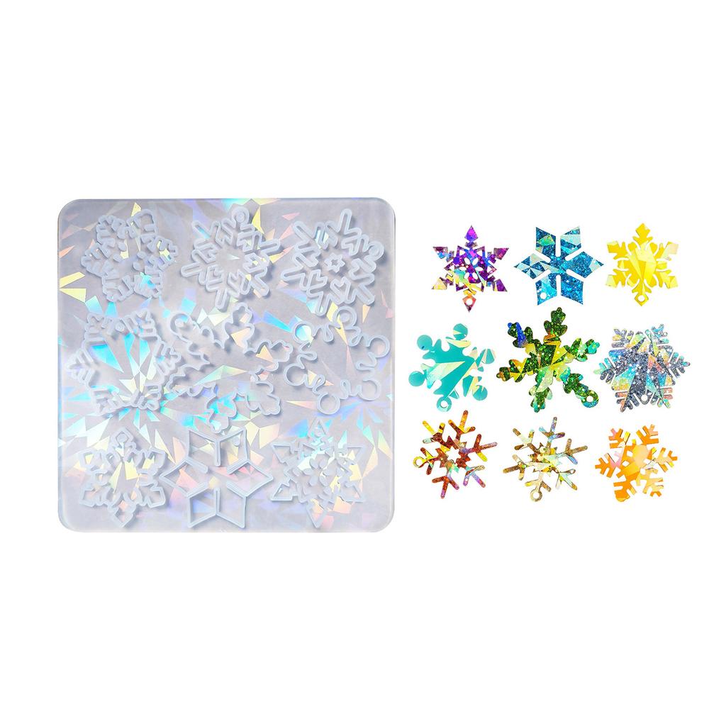 Silicone Mold Holographic Snowflake Pendants Resin Molds Unique Christmas Tree Charm Epoxy Mold DIY Festive Ornaments