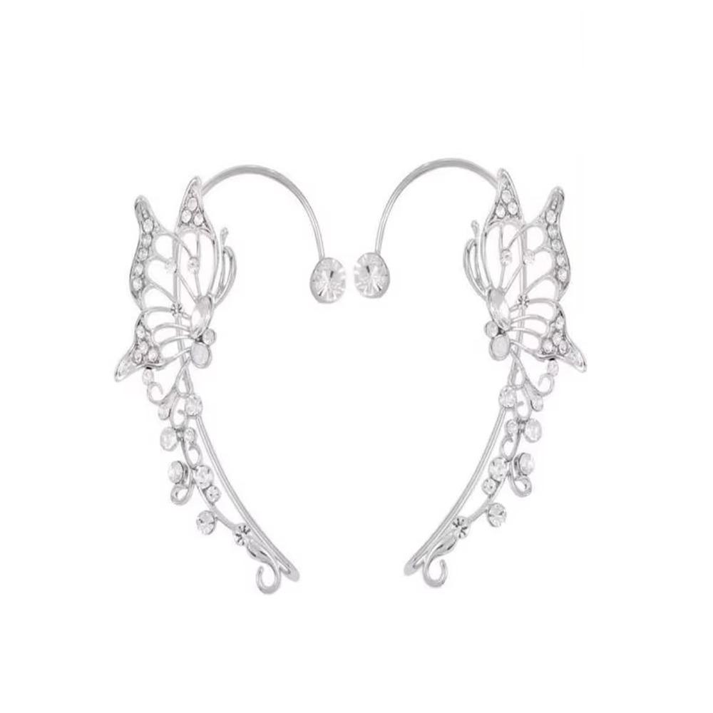 Elegant Butterfly Ear Cuff Sparkling Zircon Women Ear Loop Crystal Clip Earrings Versatile Jewelry