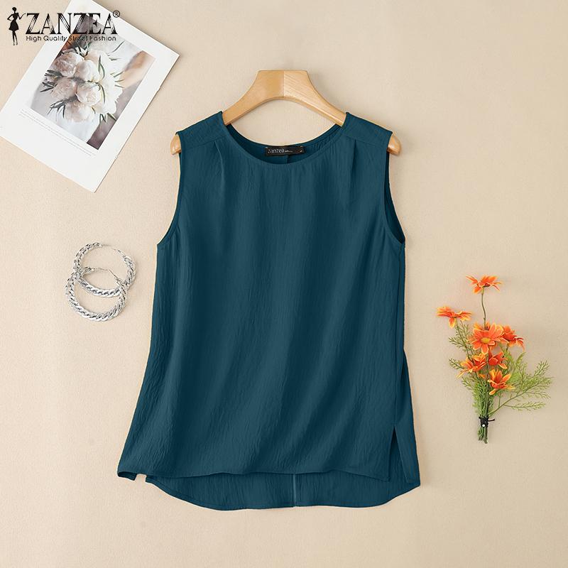 ZANZEA Kvinner Uformell rundhals Løs Ermeløse Tank Tops