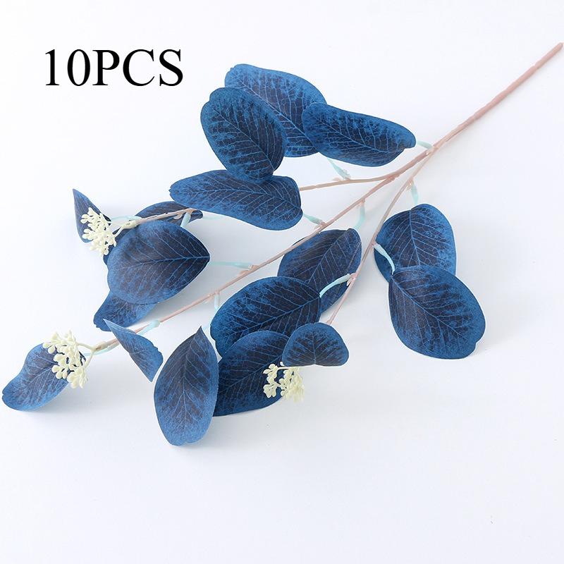 10PCS.3-branch faux eucalyptus & apple leaves with fruits, lifelike silk flowers, perfect for wedding decor & home arrangement