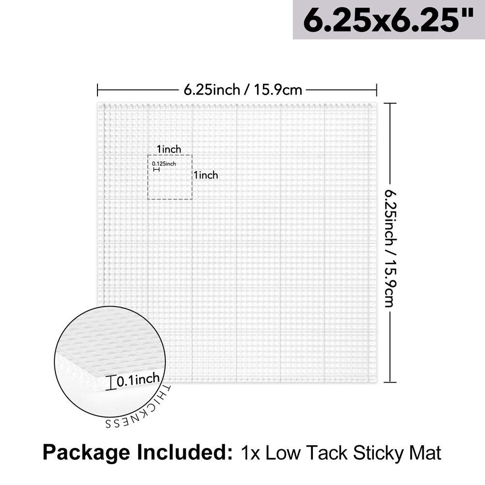 8.25x8.25inch Low Tack Sticky Mat with Grid for Stamping Stenciling Ink Blending Clear Photopolymer Craft Low Tacky Mat Stamp