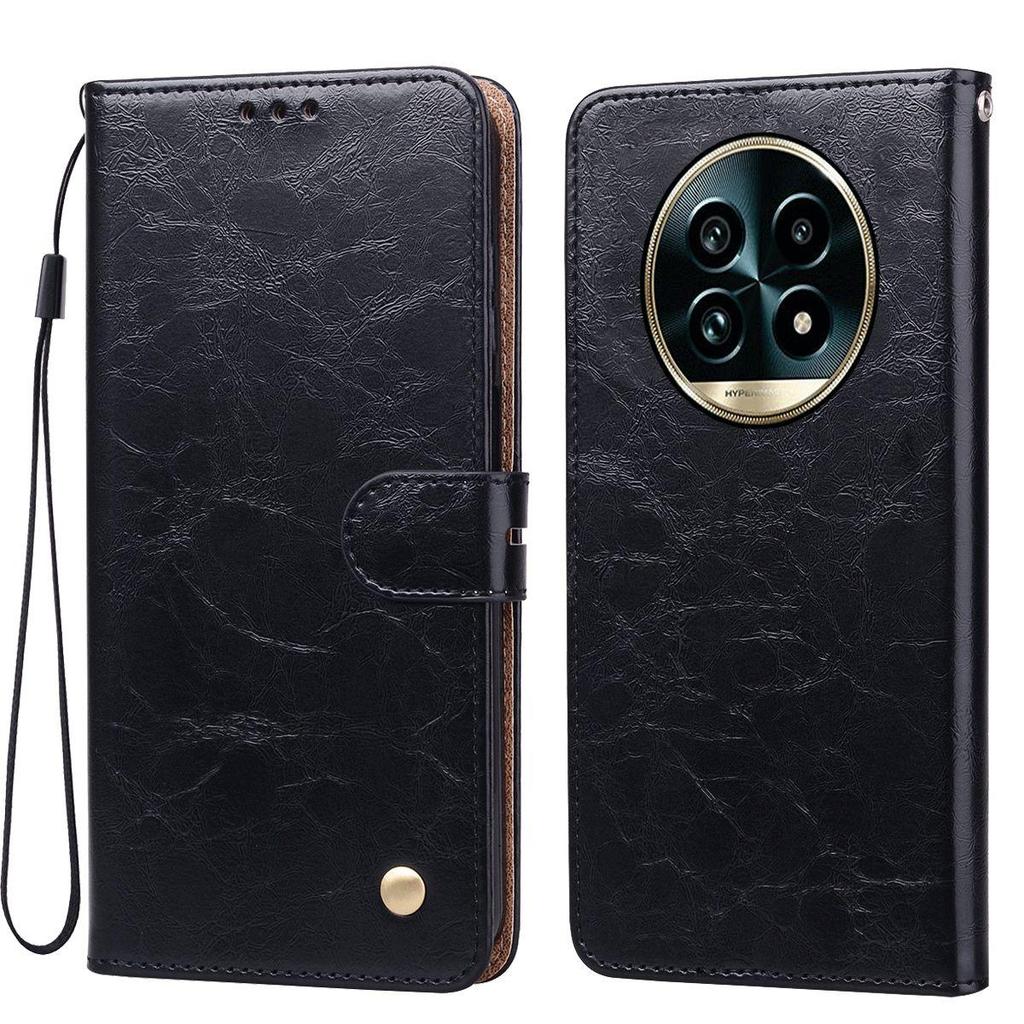 Vintage Crazy Horse Texture PU Leather Flip Wallet Phone Case for realme 13 Pro 5G,13 Pro+ 5G Card Holder Kickstand Shockproof Protective Cover