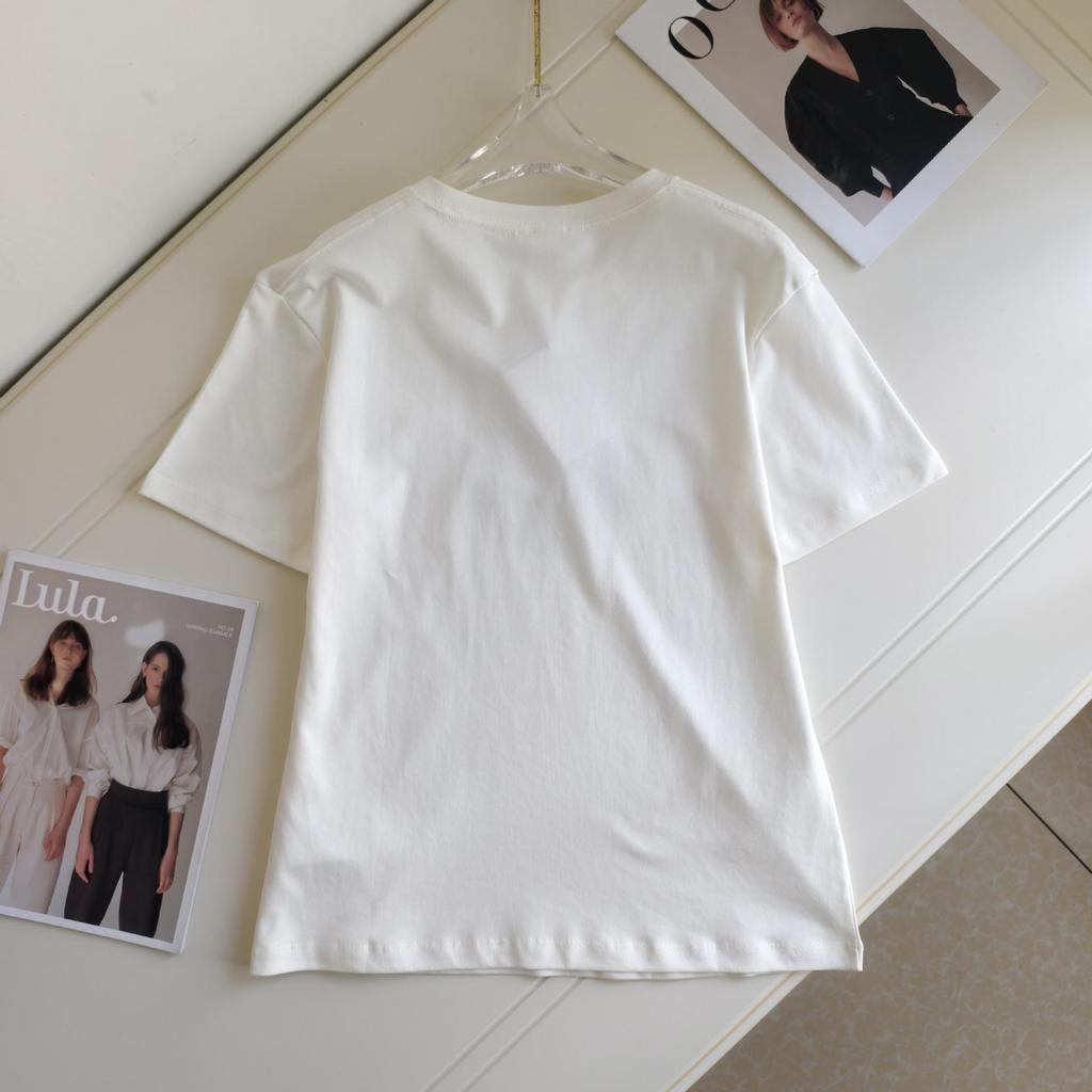 High-Quality European 3D Heart Letter Embroidered Round Neck T-Shirt