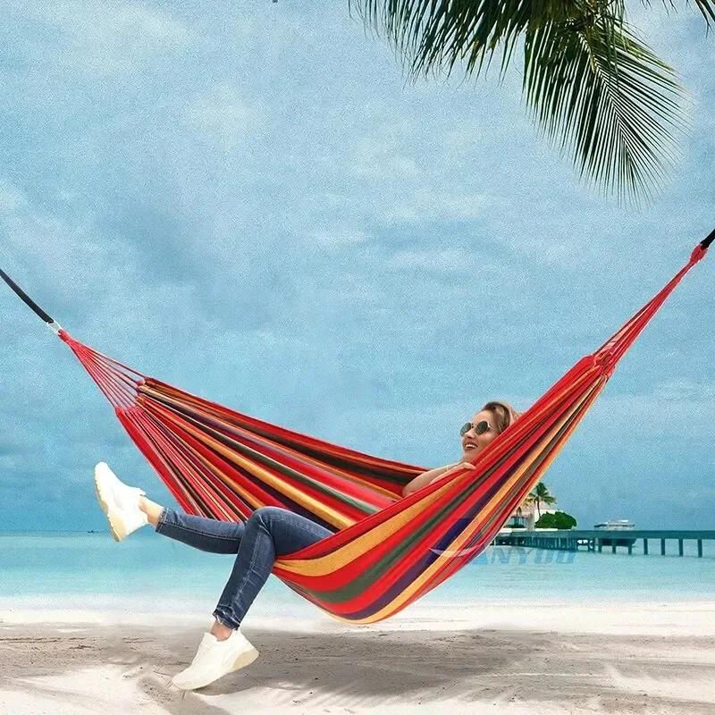 1 Stück Outdoor Canvas Hängematte Camping Schaukel Hängematte mit Baumseilen Tragfähig bis zu 200 kg Perfekt für Garten Terrasse Hinterhof