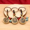 Rotating Brass Zodiac Signs Vermilion Gourd Keychain for Wealth & Treasures