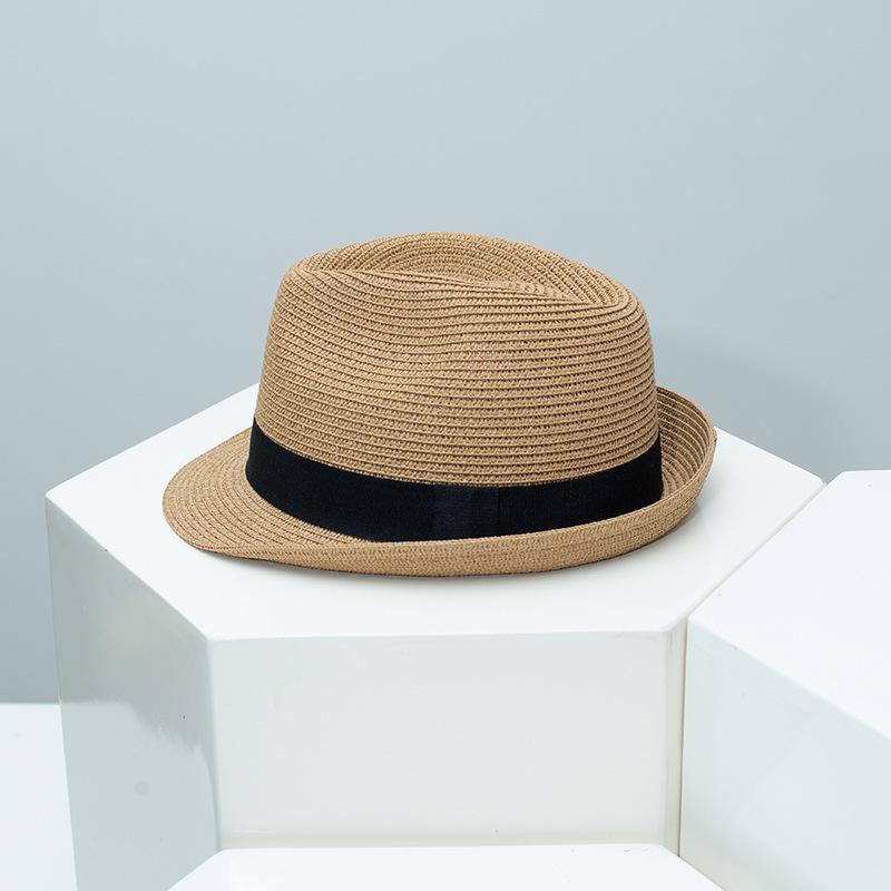 Spring Summer New Fedora Hat for Men Women, British Style Jazz Cap, Outdoor Travel Sun Protection Straw Hat