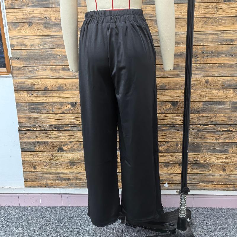 Spring and Summer Women's Pant Plus Size Loose High Waist Button New Wide Leg Straight Casual Pants