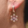 1 Pair Fashion Zirconia Flowers Dangle Earrings for Women Golden Earring Jewelry Wedding Party Accessories