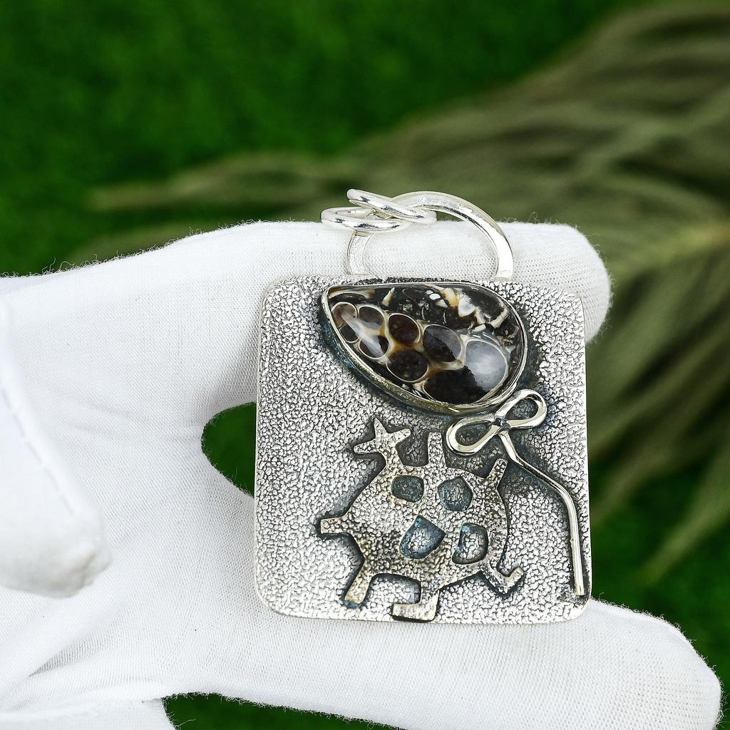 Schwestern Tag Angebot Birne Natur Turritella Achat Lünette Anhänger Schmuck 925 Silber