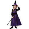 New Children's Girls Halloween Purple Witch Dress Hat Set Cosplay Costume