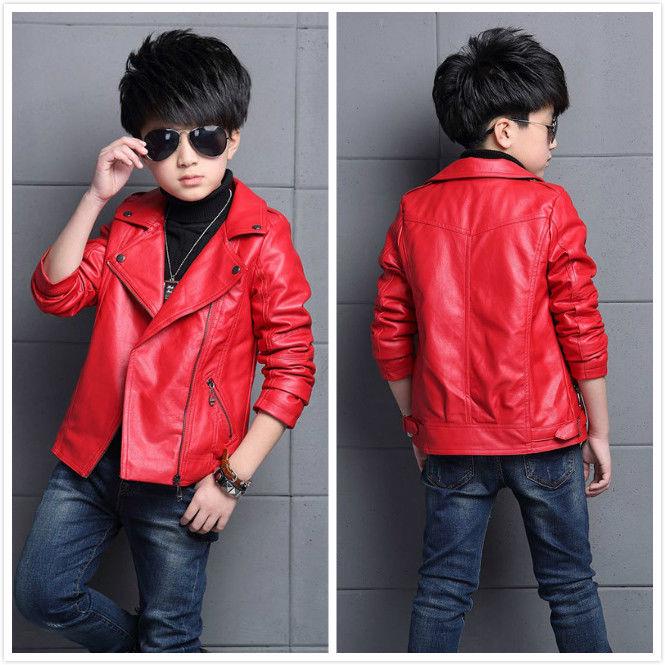boys red leather jacket