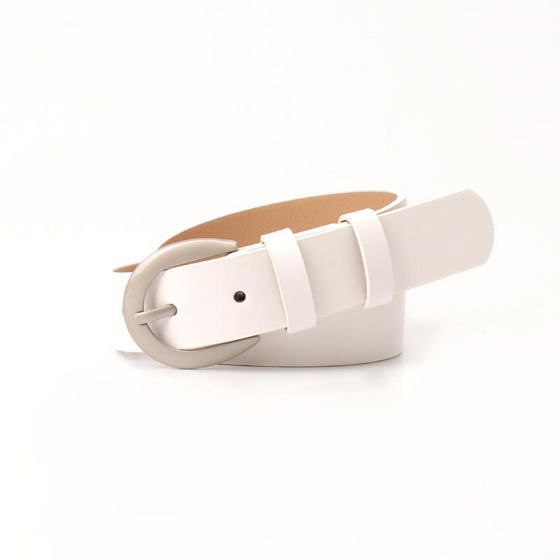 Womens Simple Designer Leather Belt With Polished Alloy Buckle For Casual And Formal Looks