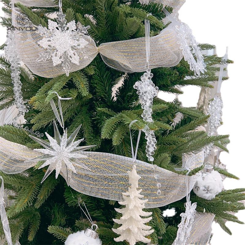 Christmas Ice Crystal Snowflake & Star Ornaments: Acrylic Icicle & Sequin Pendants for Tree & Wreaths