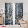 2pcs,2D Plane Printing Curtains Roller Blinds Snowman & Reindeer Versatile 100% Polyester (without Rod) Outdoor Decorations