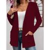 Spring and autumn comfortable casual elegant solid color fashion texture fabric pocket large size women's unbuttoned cardigan