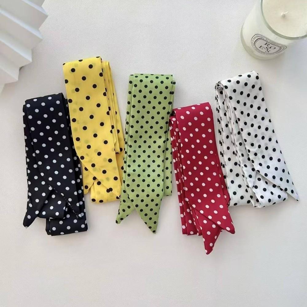 Streetwear Style Polka Dot Scarf Versatile Long Scarf Vintage Hair Band for Women
