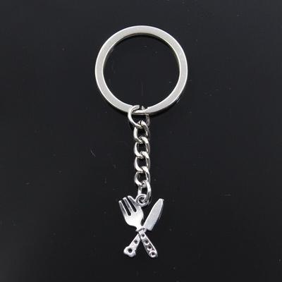 Fashion Keychain 20x14mm Cutlery Knife Fork   Pendants DIY Men Jewelry Car Key Chain Ring Holder Souvenir For Gift