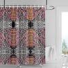 Abstract Symmetrical Shower Curtain-bright Red with Multi-color Geometric Pattern, Modern Bathroom Decoration