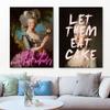 Vintage Funny Art Poster Marie Antoinette Print Let Them Eat Cake Quote Pink Wall Art Canvas Painting Home Room Decoration